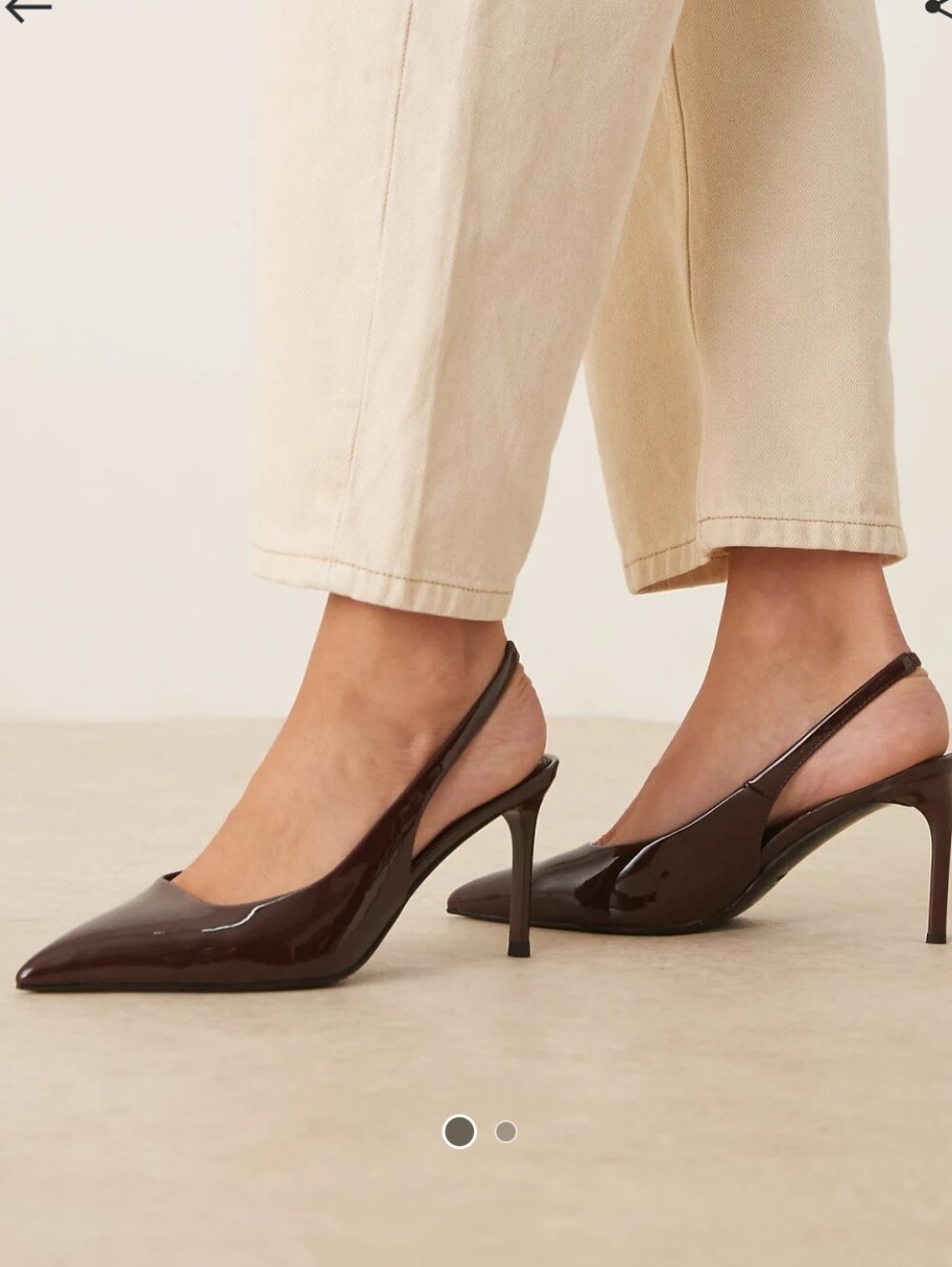 Women's Patent Slingback Pumps in Dark Brown - Brand: ASOS